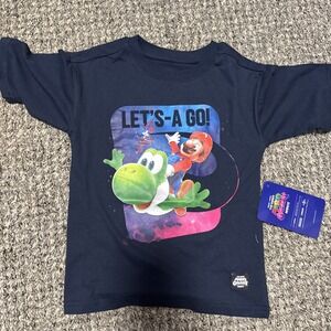 Mario Kids Pull Over Navy Blue TShirt Size 4/5 New